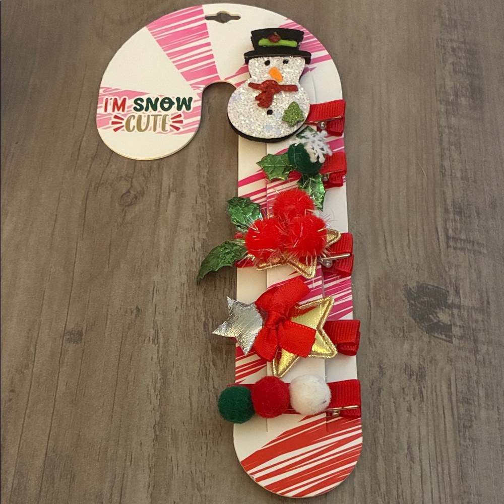 Festive Red and Green Hair Clip Set